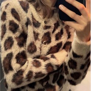 Zara Tan and Brown Animal Print Cardigan